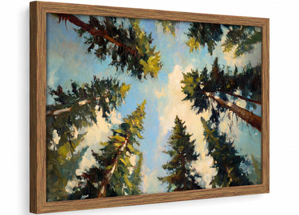 Framed Pine Forest Tree Wall Art Modern Nature Canvas Cabin Landscape Print