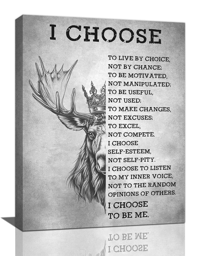 Moose Wall Art Animal Pictures Wall Decor Inspirational Hunting Wildlife Poster Canvas Prints Framed Paintings Artwork Home Office Decorations for Bathroom Kitchen Bedroom Living Room 12" L X 16" W