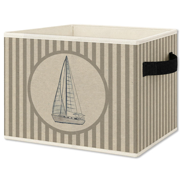 JMENGSSFL Vintage Vintage Sailboat Nautical Storage Bins Box with Handles, Coastal Beach Decor for Boys, Neutral Ocean Beachy Collapsible Organizer Basket for Nursery Room Bedroom Playroom Toys Books