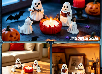 JULEASEL Glow in the Dark Ghost Storytelling Campfire Set, Halloween Decor