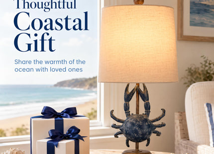 Crestview Collection 20" H Coastal Crab Table Lamp,Oatmeal Linen Shade