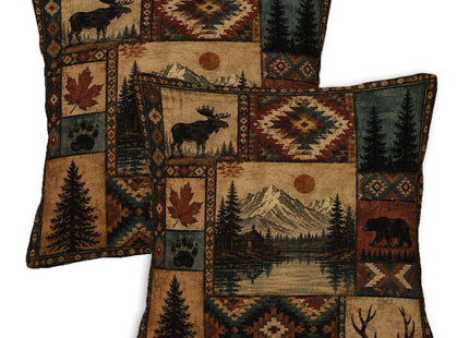 Firmiso Rustic Cabin Throw Pillow Covers 18x18 Set of 2｜Moose Decorative Cushion Covers for Couch Sofa Bed Patio｜Southwestern Woodland Pillow Cases｜Lodge Mountain Home Decor