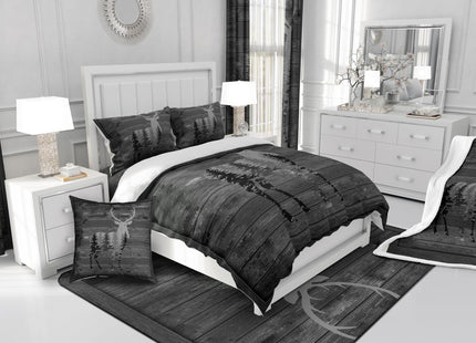 Deer Comforter Set Kids Cabin Deer Hunting Comforter for Boys Teens Antlers Bedding Set Breathable Western Farmhouse Red Brown Duvet Set Room Decor Quilt Set Full Size