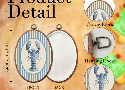Vintage Lobster Nursery Oval Wall Art Framed, Sea Creatures Canvas Prints