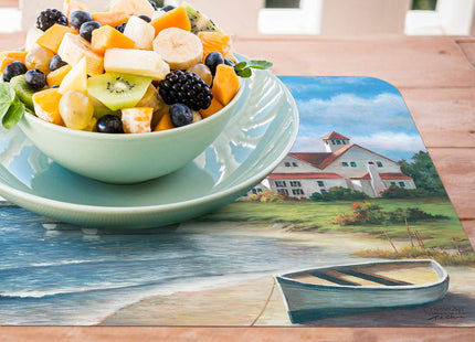 Counterart Lighthouse Mural Reversible Easy Care Plastic Placemat Set of 4 Made in The USA