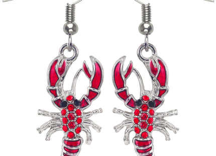 Aqua79 Sparkling Red Lobster Dangle Earrings for Women, Teens - 1 Inch