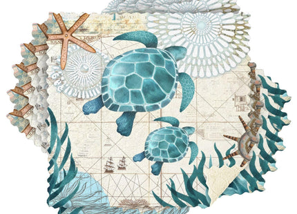 senya Vintage Ocean Sea Turtle Starfish Map Print Dish Cloths 6 Pack Dish Towels Reusable Cleaning Cloths Kitchen Hand Towels
