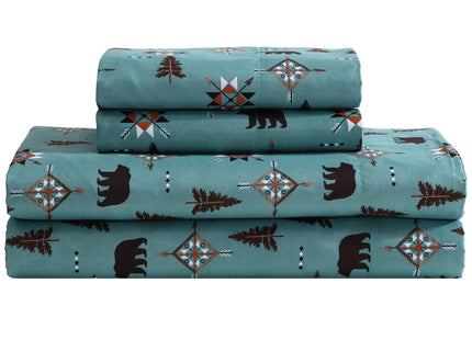 Cozy Cabin 4-Piece Queen Microfiber Sheet Set, Wilderness Bears