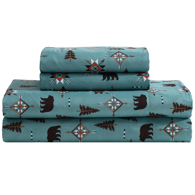 Cozy Cabin 4-Piece Queen Microfiber Sheet Set, Wilderness Bears