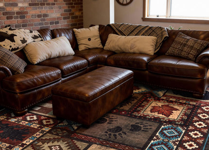 YIHOUSE Rustic Cabin Area Rug 5x7,Machine Washable Lodge Bear Rug,Non-Slip Low Pile Print Pattern Southwestern Rug for Living Room Bedroom