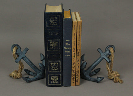 Nautical Bookends Collection – Polyresin & Cast Iron Coastal Decor for Bookshelves, Office, Bedroom, Living Room – Ocean Animal, Anchor, Whale Designs, Decorative & Functional Accent Sets