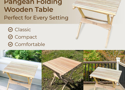 BYER OF MAINE Pangean Folding Wooden Side Table, Camping & Garden Use