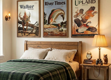 DHEEM 3Pcs Vintage Outdoor Fishing Canvas Wall Art Unframed 16x24in