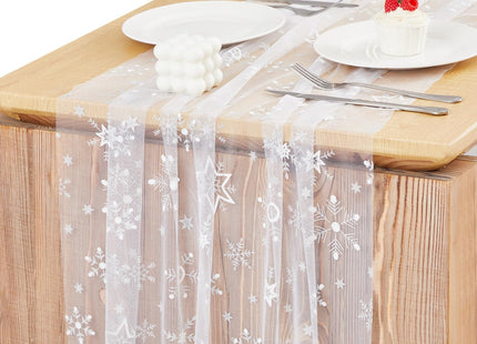 Windkream White Snowflake Table Runner 29x120 Inch