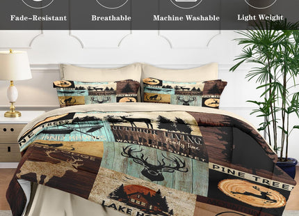 WeCozy Queen Comforter Set with Sheets, 7 Pieces Deer Bear Bedding