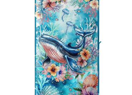 GAIIIIYOU Flower Whale Decorative Bathroom Towel - Blue Fish Microfiber Beach Towel Ocean Bath Sheet for Women Home Decor