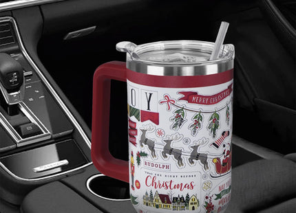 Christmas Tumbler 40oz Nutcracker Santa Reindeer Cup Winter Gift Women-1PCS