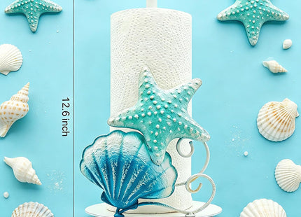 Coastal Paper Towel Holder Coastal Kitchen Decor Beach Kitchen Decor Beach Decorations for Home Starfish & Shell 3D Metal Paper Towel Holder Countertop