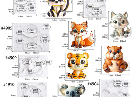 Woodland Animal Fondant Molds Cake Topper 6-count