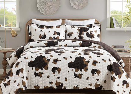 QuiltEase Cabin Cow Quilts Queen Size - 100% Cotton Western Bedding Set