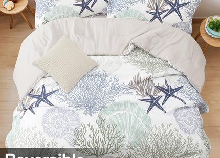 Tritard Coastal Comforter Set King Size 3 Piece, Soft Beach Themed Comforter, Ocean Nautical Lightweight Bedding Sets for All Seasons, (1 Reversible Comforter and 2 Pillow Shams), 104''x90'', C2