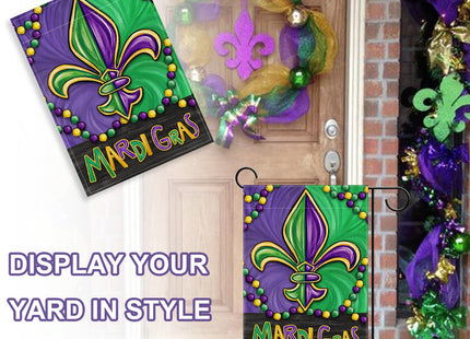 Covido Welcome Mardi Gras Crayfish Decorative Garden Flag, Lobster Mask Fleur De Lis New Orleans Carnival Yard Outside Decorations, Masquerade Burlap Outdoor Small Home Decor Double Sided 12 x 18