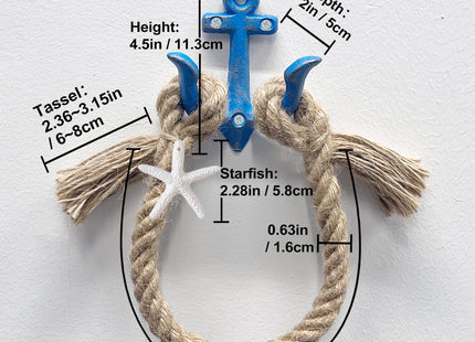 Perfeso.L Beach Rope Toilet Paper Holder Metal Anchor Hook Bathroom Decor