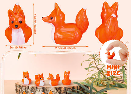 Geelin 50 Pcs Mini Resin Fox Bulk Small Fox Birthday Decorations to Hide