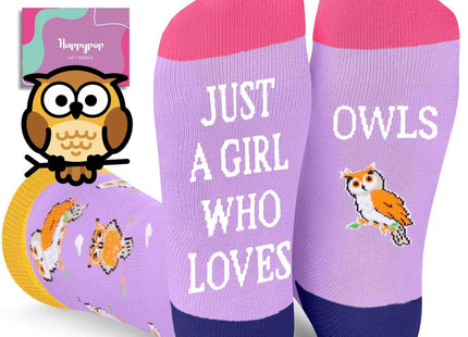 HAPPYPOP Owl Gifts for Women - Owl Socks for Bird Lovers Teen Girls Purple