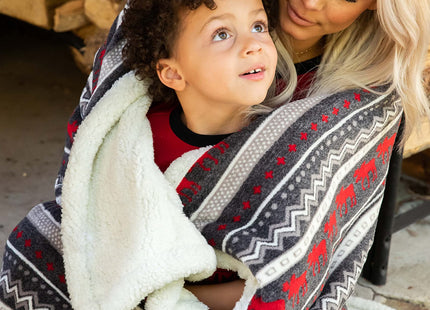 Lazy One Soft Sherpa Throw Blanket, Fluffy Blankets for Couch (Cabin Moose)