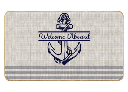 Nvotell Welcome Aboard Nautical Door Mat - Coastal, Boat Floor Mats, 17x30 Inch Indoor/Outdoor