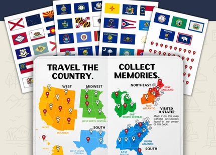 50 States Passport & Travel Journal - Track States Visited with Flag Stickers and US Travel Map - Gift for Travelers