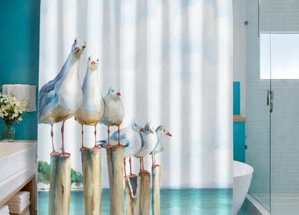 SUMGAR Ocean Seagull Shower Curtain for Bathroom, 72x72 Inch, with 12 Hooks
