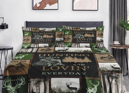 WeCozy Full Bed Sheet Set, 4 Pieces Deer Moose Bedding with Flat