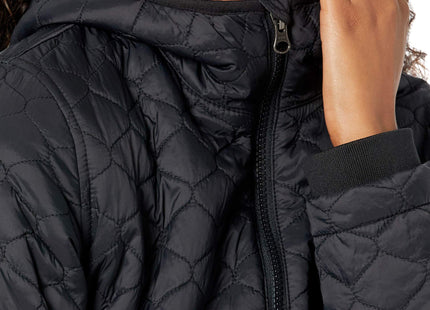 Amazon Essentials Women's Lightweight Quilted Full-Zip Water-Resistant Sherpa-Lined Hooded Puffer Jacket, Black, Large