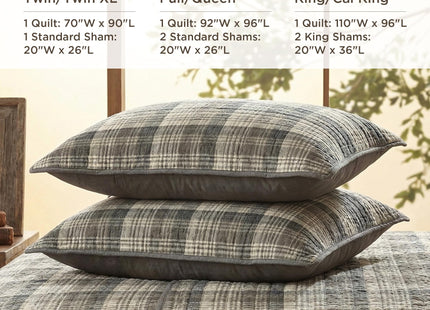 Woolrich Reversible Quilt Cabin Lifestyle Design - All Season, Breathable Coverlet Bedspread Bedding Set, Matching Shams, Oversized Full/Queen, Tasha Plaid Tan/Brown 3 Piece