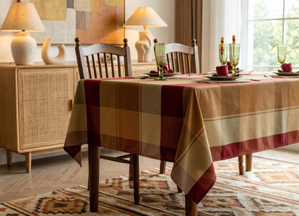 LOSIVISHE Plaid Waterproof Tablecloth for Thanksgiving Dinning 52x70 inch