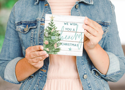 Simply Said, INC Small Talk Christmas Sign - We Wish You A Beachy Christmas - Coastal Holiday Decor - 5.25 x 5.25 inches STS1708