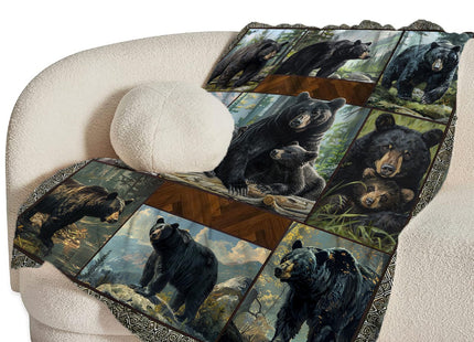 Black Bear Blanket Wild Animal Throw Stuff Gifts for Women Girl 50"X40"