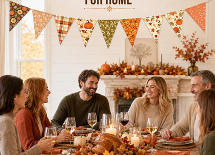 Happy Fall Banner Decorations Set, Pinecone Thanksgiving Garland Decor