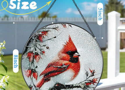 Stained Glass Window Hanging, DOUHASU 8 Inch Cardinal Stained Glass Suncatcher Ornement, Window Decor, Sympathy Gift, Cardinal Gifts for Women