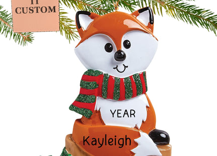 Personalized Fox Ornament 2026 for Girls & Boys, Festive Fox