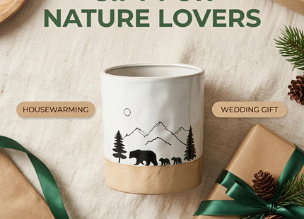 Ceramic Utensil Holder Nature Bear Design for Countertop utensil Crock