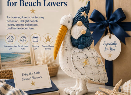 Bechivie Beach Gnome Pelican Decor, Coastal Decor for Home Table Mantel