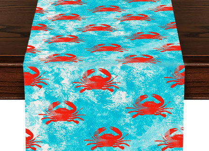 Crab Table Runner, Kitchen Dining Table Decor, Crab Decor Gifts Table Runners for Indoor Outdoor Home Farmhouse Holiday Wedding Birthday Party Decoration, 13 x 72 Inch