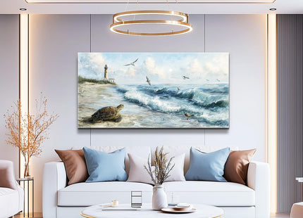 ZUITINGHUA Canvas Wall Art for Living Room Large Wall Decor for Office Bedroom Decorations Coastal Sea Turtle Lighthouse Landscape Pictures Artwork Room Wall Mural Aesthetic Home Decor 30x60 In4