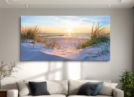MHARTK66 Wall Decor for Living Room Large Canvas Wall Art for Bedroom Modern Office Pictures Blue Sun Beach Grass Ocean Landscape Paintings Canvas Art Prints Home Decorations