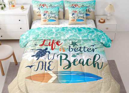 Erosebridal Nautical Ocean Comforter Set,Summer Beach Bed in A Queen