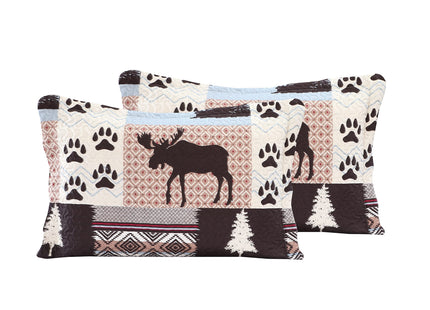Marina Decoration Rich Printed Embossed Pinsonic Coverlet Bedspread Ultra Soft 3 Piece Summer Quilt Set with 2 Quilted Shams, Cabin Moose Bear Pattern King Size