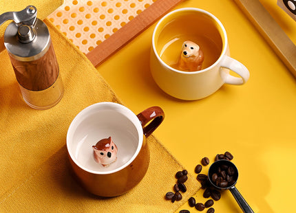 Ewaymado Owl Ceramic Mug,Hidden 3D Animal Inside Cup(Coffee Owl)